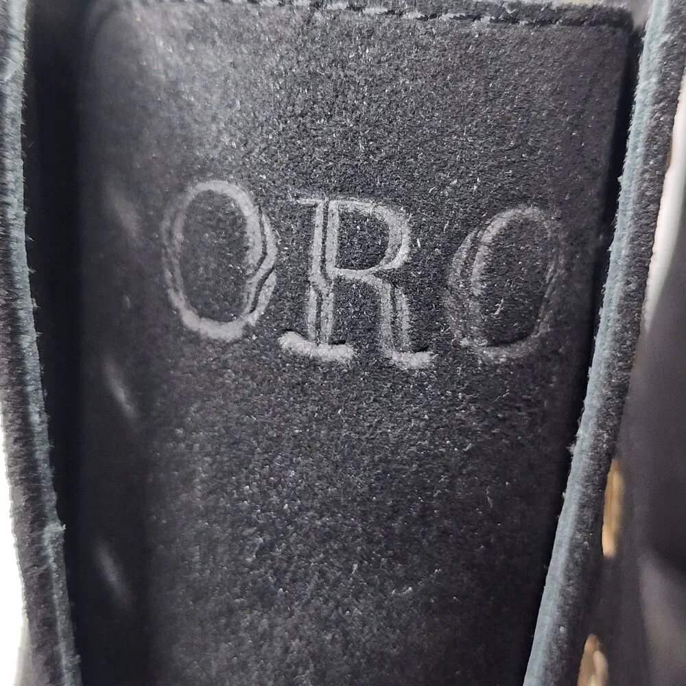 Oro Los Angeles Black Crepe Suede Cap Toe Combat Boots Mens Size 11